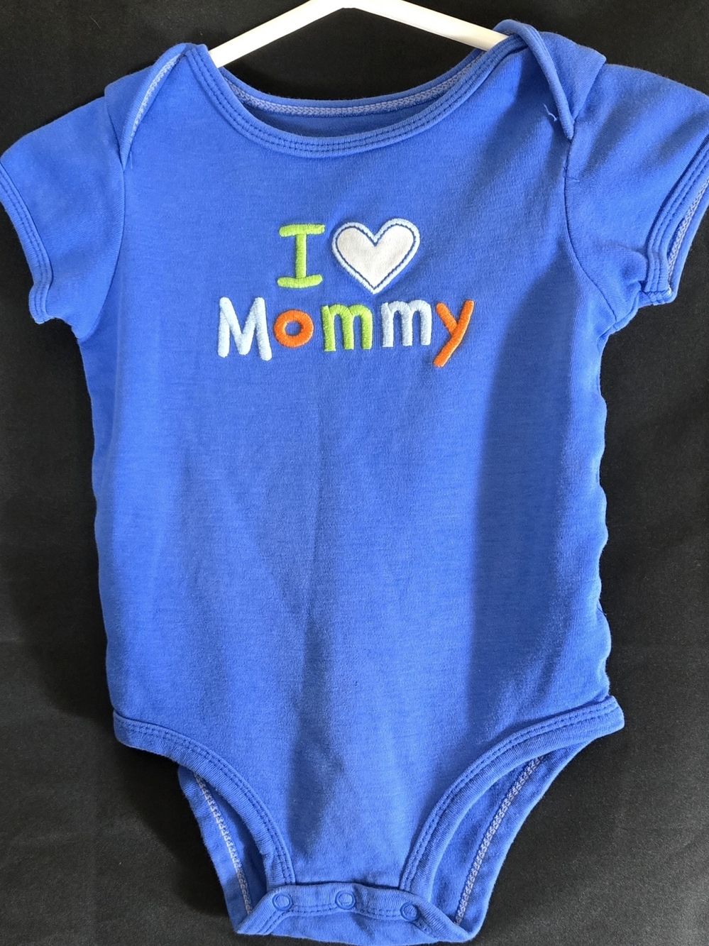 Blue "I Love Mommy" Short-Sleeve Baby One-Piece #644
